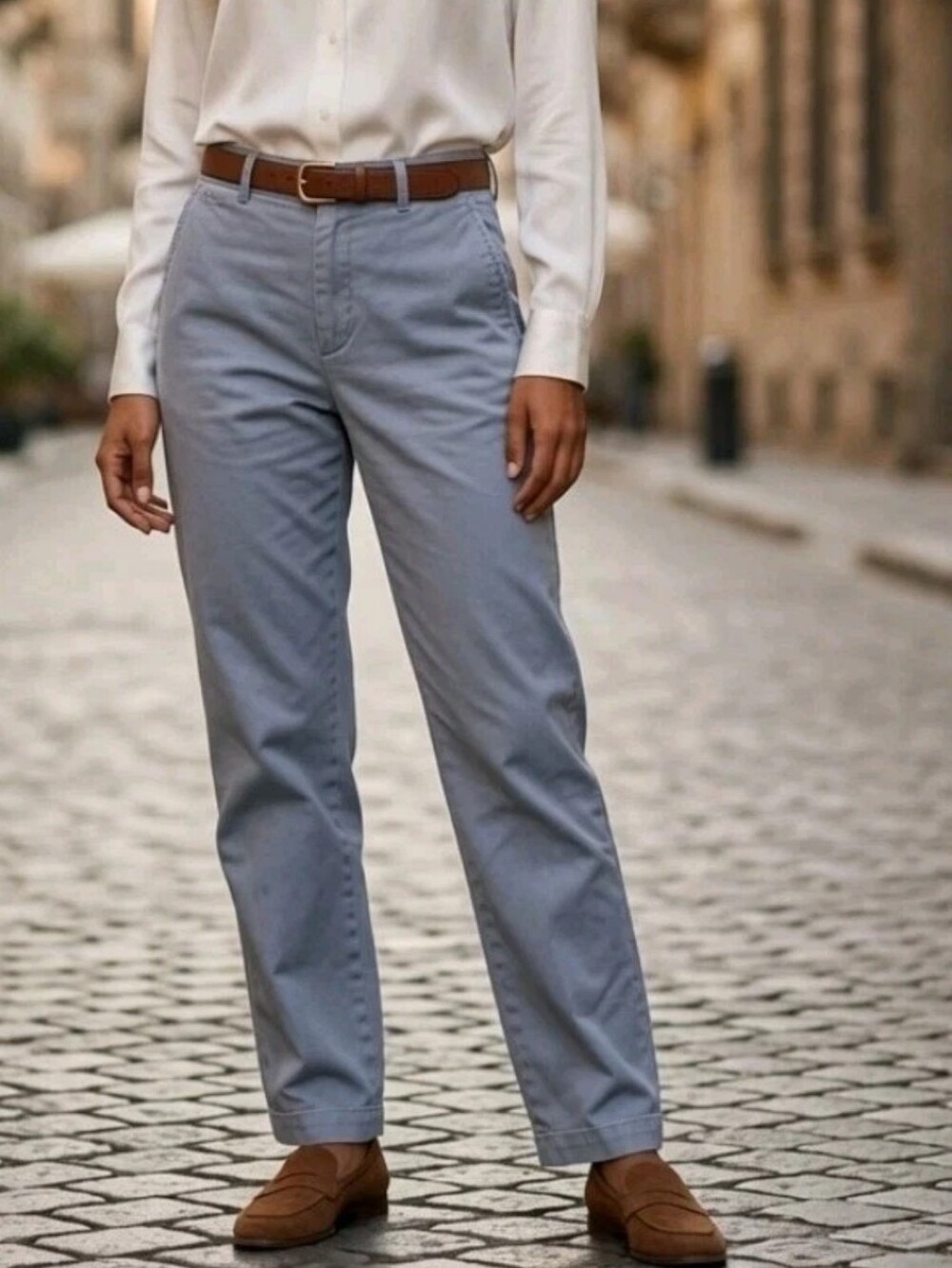 Vintage Womens Ralph Lauren Sport Chino Pants Blue Flat Front Cotton Straight 8